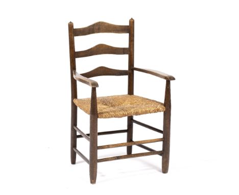 Cotswold School Ash child's chair, circa 1905 designed by Ernest Gimson, made by Edward Gardiner, ladder-back and rush seat 3