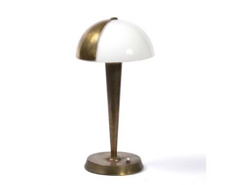 Jean Perzel (1892-1986) Table lamp, circa 1929 brass and glass shade engraved factory mark to underside 42cm high&nbsp;