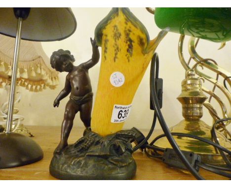 VINTAGE STYLE LAMP. Vintage style lamp with glass shade