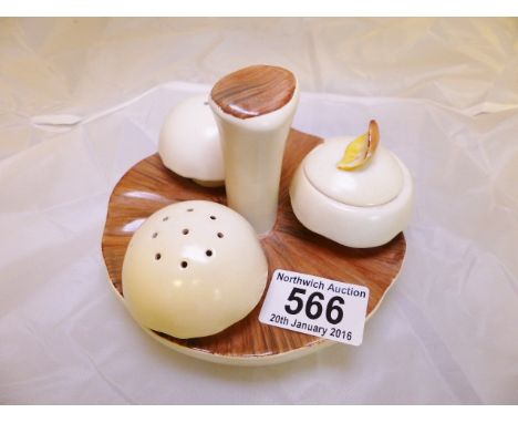 CARLTONWARE MUSHROOM CRUET SET. Carltonware four piece mushroom cruet set