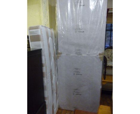 DIVAN BED. Two double divan bed bases and one double bed mattress in original packaging