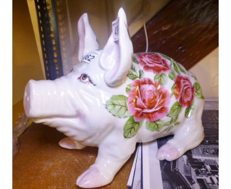 WEMYSS STYLE PIG. Wemyss style ceramic pig, L ~ 42cm