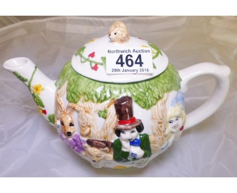 ALICE IN WONDERLAND TEAPOT. Candini design Alice In Wonderland themed ceramic teapot