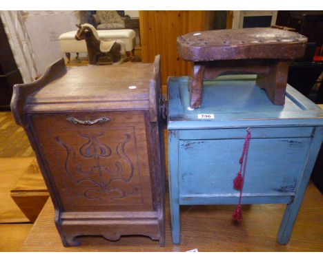 MIXED ITEMS. Purdonium, commode and antique leather topped stool