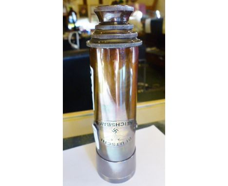BRASS GERMAN TELESCOPE. Brass German Army telescope with Swastika