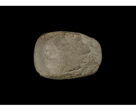 1st millennium BC. A biconvex greenstone hand-axe with extensive wear polish to the edge.  1.1 kg, 15cm (6"). Property of a E