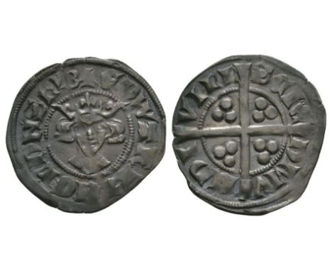 1320-1333 AD. Class 15b. Obv: facing bust with +EDWAR R ANGL DNS HYB legend. Rev: long cross and pellets with VILL SCIE DMV N