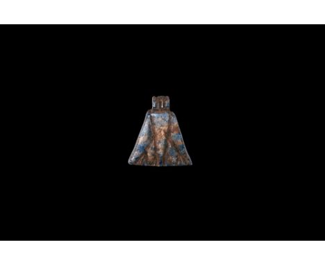 New Kingdom, 1550-1070 BC. A bifacial hardstone amuletic pendant of a lotus flower with ribbed suspension loop. Cf. Andrews, 
