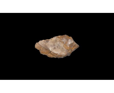 Palaeolithic 400,000 BP. A knapped flint handaxe with pointed butt.  42 grams, 17.5cm (7"). From the Wharton family collectio