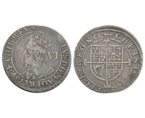 1638-1639 AD. Second milled issue. Obv: profile bust with VI behind with CAROLVS D G MAG BRIT FRA ET HIB REX legend and 'anch