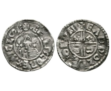 991 - 997 AD Obv: profile bust with +ÆDELRED REX ANGLOR legend. Rev: short voided cross with C R V X in angles with +EADPOLDM