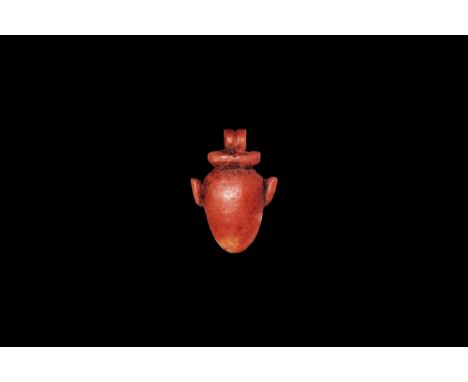 New Kingdom, 1550-1070 BC. A hardstone amuletic pendant of a heart with ribbed suspension loop. Cf. Andrews, C. Amulets of An