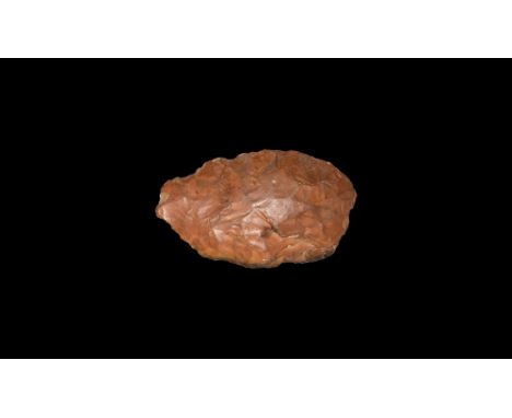 Palaeolithic 400,000 BP. A knapped flint handaxe cleaver with rounded butt, cortex to the flat edge.  525 grams, 15cm (6"). F
