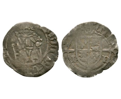 1494-1501 AD. Bishop Richard Fox. Obv: king enthroned with HENRIC DI GRA REX ANGL legend. Rev: long cross over arms with mitr