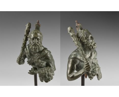 2nd-3rd century AD. A large bust of Hercules (Herakles) wearing a lion skin fastened over his shoulders with paws resting on 