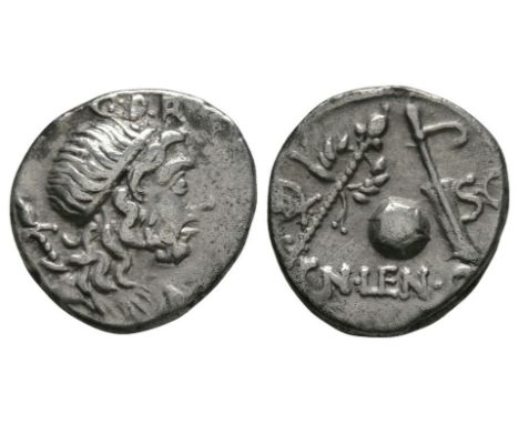 76-75 BC. Rome mint. Obv: GPR (Genius of the People of Rome) above the bearded, draped bust of Genius right. Rev: EX-SC and C