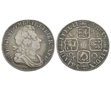Dated 1723 AD. South Sea Company. Obv: profile bust with GEORGIVS D G M B FR ET HIB REX F D legend. Rev: cruciform arms with 