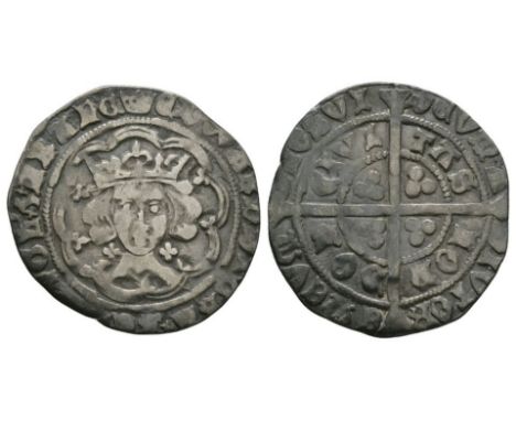 1466 - 1467 AD First reign, light coinage, type VII. Obv: facing bust with quatrefoils each side of neck within tressure with