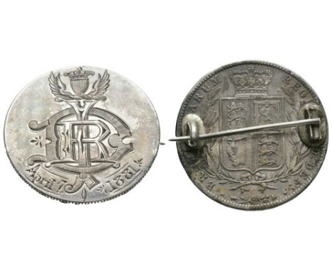 Dated 1881. Coin type issued 1874-1887. Obv: smoothed with crest over elaborate monogram of the letters D R I with 'April 7 1