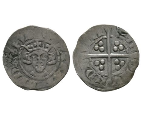 1320-1333 AD. Class 15b. Obv: facing bust with +EDWAR R ANGL DNS HYB legend. Rev: long cross and pellets with VILL SCIE DMV N