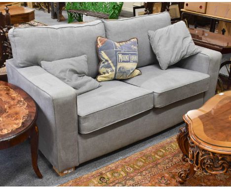 A Modern Grey Upholstered Two Seater Sofa, 170cm by 100cm by 85cm