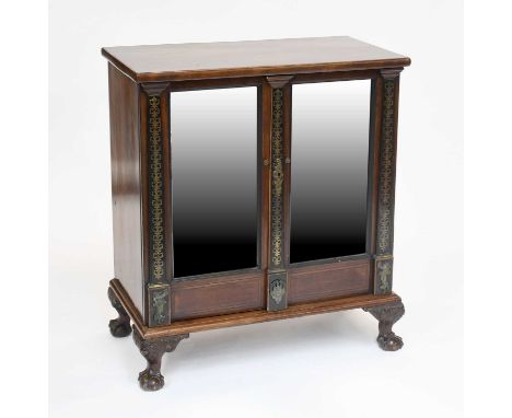 A 19th Century Brass Mounted Pier Cabinet, with two mirrored doors and claw and ball feet, 80cm by 43cm by 90cmBack panel rep
