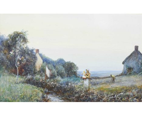 John White R.I, R.O.I (1851-1933)"Blossoms at Branscombe"Bears signature, gouache, 28.5cm by 44cmThe paper is loose and mobil