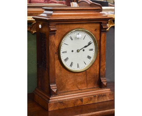 A Mahogany Striking Table Clock, circa 1880, 8" circular painted dial indistinctly signed twin fusee movement with an anchor 