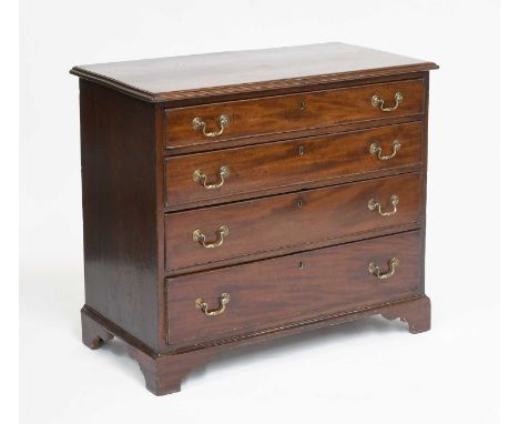 A George III Mahogany Chest of Drawers, four height and straight front on bracket feet, 91cm by 46cm by 79cmTop with ring mar