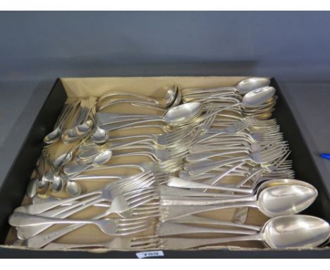 A large collection of silver flatware - Georgian and later - Weight approx 130 troy oz in total
Condition report: Some wear c