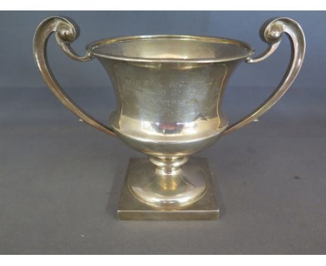 A single twin handled trophy cup - Histon and District Homing Society - London 1910/11 - maker C B & S - Total approx. weight