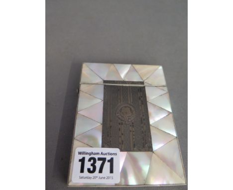 A Victorian silver and mother of pearl card case with central silver panel - Height 10.5 cm x Width 8 cm 
Condition report: H