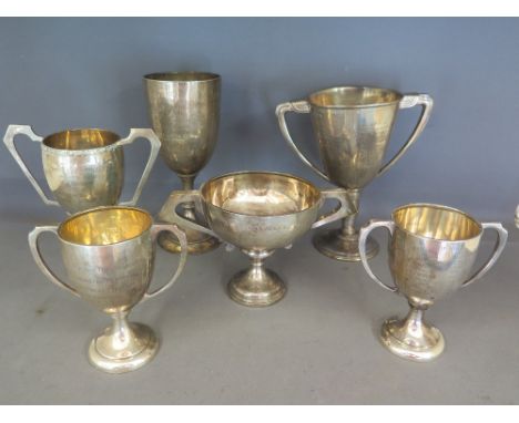 A collection of six silver trophy cups - Total weight approx.. 53 troy oz
Condition report: Some dents to all