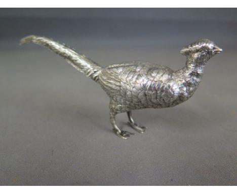 A good Berthold Muller silver pheasant scent bottle with removable head - hallmarked to neck with BM stamp and hallmarks to t