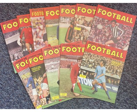 Football Collection of 12 vintage Jimmy Hill's Football Weekly Magazines from 1969. fair condition. Good condition. All autog