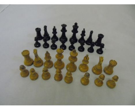 Set of wooden chess pieces