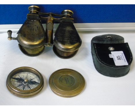Reproduction pr of folding opera style glasses and compass 