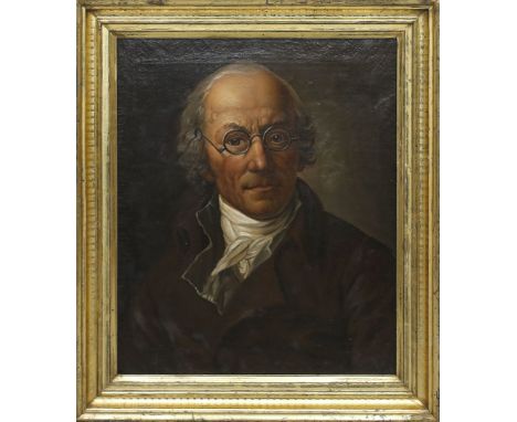 Unbekannter Maler (19. Jh.) Portrait des Malers Anton Graff. Öl/Lwd. (Altersspuren, rest.), verso Restetikett. Ca. 50x 44 cm.
