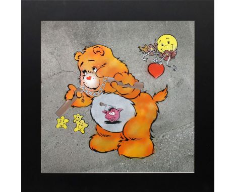 Eine, Ben (geb. 1950 London) "Scare Bear (Orange)". Mixed Media. Aus dem Jahr 2007. Sichtmaß 59,5x 59,5 cm. R.