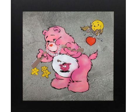 Eine, Ben (geb. 1950 London) "Scare Bear (Pink)". Mixed Media. Aus dem Jahr 2007. Sichtmaß 59,5x 59,5 cm. R.