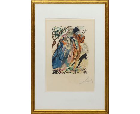 Dalí, Salvador (1904 Figueras 1989) "Tochter des Minos", so rückseitig auf Deckkarton bez. Farbholzschnitt, re. u. mit Bleist
