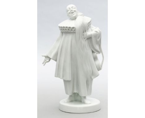 Rauth, Leo (1884 Leipzig - Welschnofen 1913) Skulptur eines Pierrots "Liebesschwur". Porzellan, weiß. Auf Sockel sign. Form-N