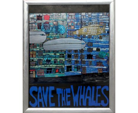 Hundertwasser, Friedensreich (1928 Wien - vor Neuseeland 2000), nach "SAVE THE WHALES". Folienprägedruck. Aus einer Auflage v
