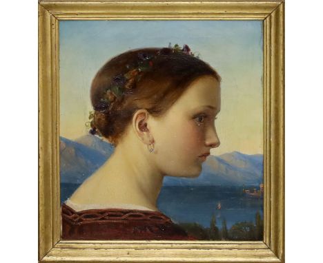 Fürstenberg, Solly (eigentlich Siegfried) (1810 Berlin - Saarbrücken 1887) Portrait einer jungen Frau mit Blumenkranz im Haar