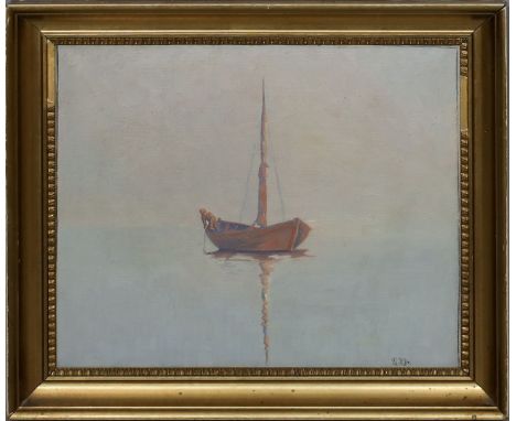Unbekannter Maler (um 1924) Segelboot auf stillem Meer. Öl/Lwd., re. u. monog. "Th. K" und dat. (19)24. 28x 33 cm. R.