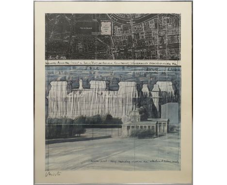 Christo (1925 Gabrowo/Bulgarien - New York 2020), eigentlich Christo Wladimirow Kawaschenew "Wrapped Reichstag". Offset. li. 