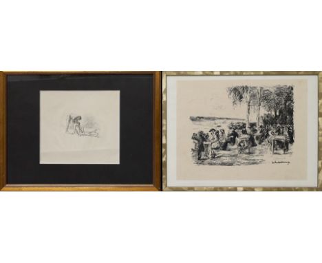 Liebermann, Max (1847 Berlin 1935) Der barmherzige Samariter. Lithographie (l. Alters- und Knickspuren). PP.-Ausschnitt ca. 1