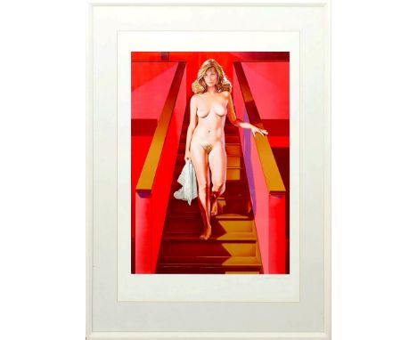 Ramos, Mel (1935 Sacramento - Oakland 2018) "Nude Descending Staircase" (2011). Farbserigraphie/Papier, re. u. in Bleistift s
