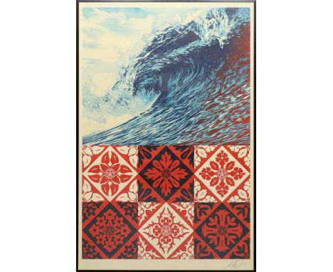 Fairey, Shepard "Obey" (geb. 1970 Charleston) Wave. Farbserigraphie/Papier, re. u. mit Bleistift sign. und dat. (20)22. Blatt