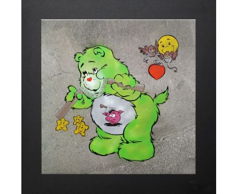 Eine, Ben (geb. 1950 London) "Scare Bear (Green)". Mixed Media. Aus dem Jahr 2007. Sichtmaß 59,5x 59,5 cm. R.